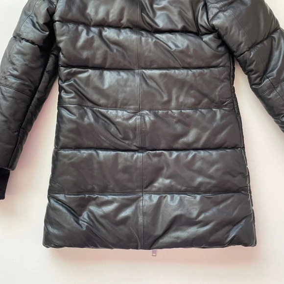 Walter Baker Robert Lamb Leather Longline Hooded Jacket In Black, Size Large - Picture 14 of 16